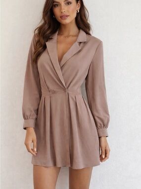 Missguided blush double breasted belted or tie back shirt dress size 8